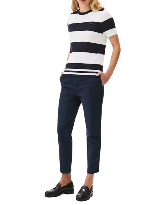 Pantalone donna blu scuro in cotone Tommy Hilfiger | WW0WW45920C1G